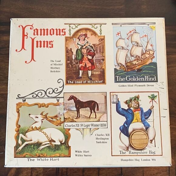 Vintage Collector Tin English "Famous Inns" with Lid Real English Inn Signs - Picture 1 of 12